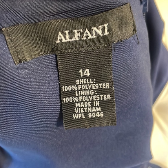 ALFANI navy blue shift dress tank / square neck grommets accents zip back sz 14 - Picture 7 of 10